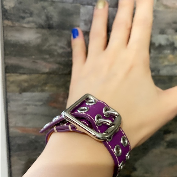 Coach Purple Grommet Leather Bracelet - Picture 2 of 10